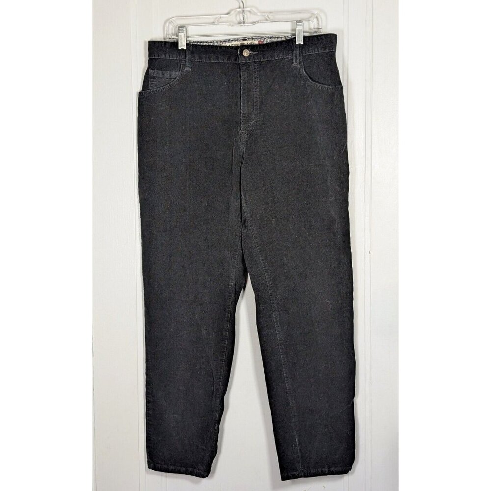 Y2k Levi's 550 Relaxed Tapered Jeans Womens Size 16 Black Corduroy High Rise Vtg